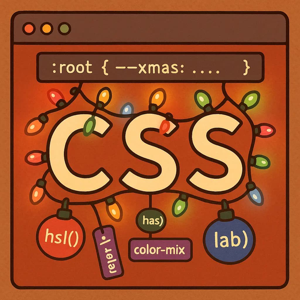 CSS-logoon on ripustettu rgb-, hsl- ja muita värikkäitä talvivaloja. HDR:nä tietysti.