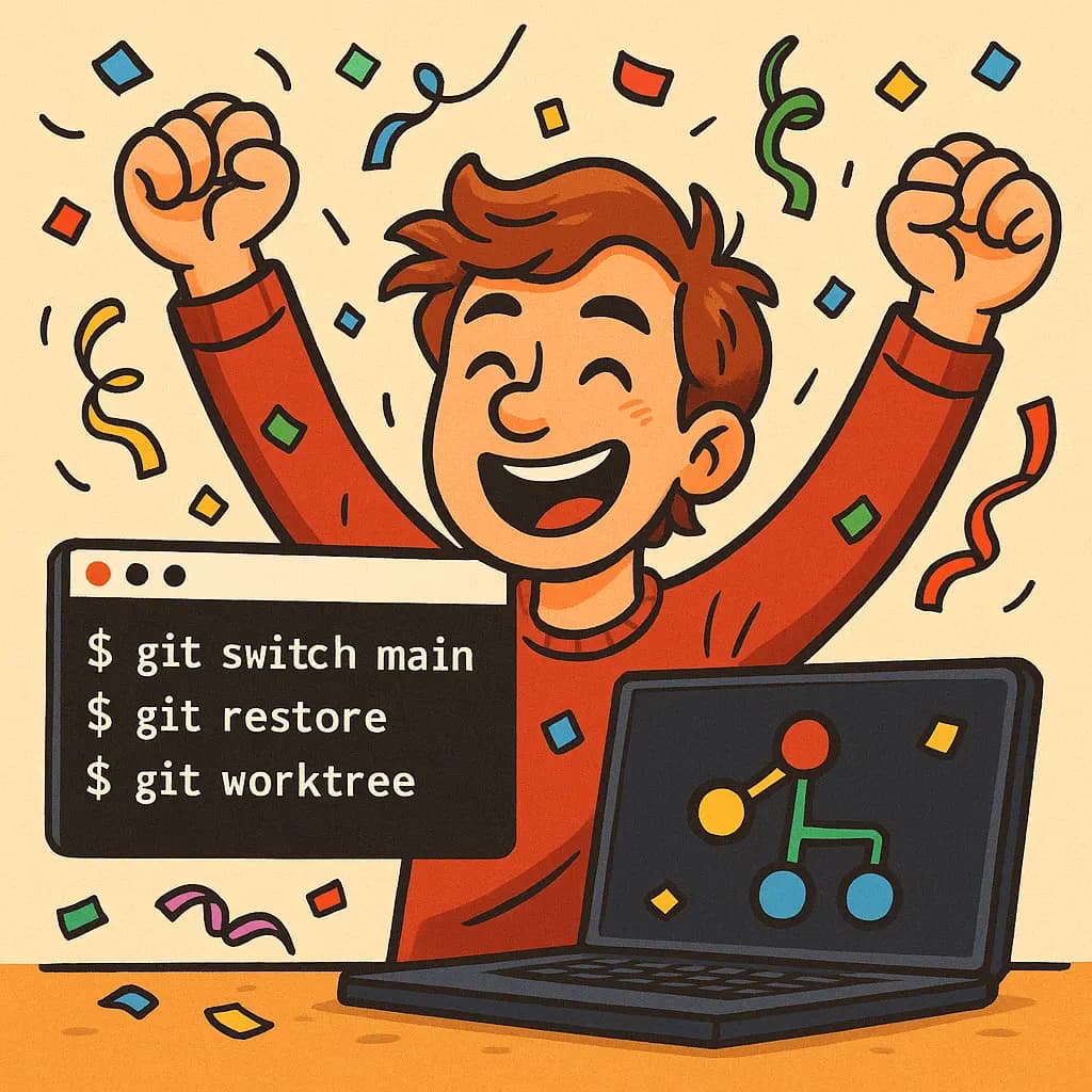 Ohjelmistokehittäjä juhlii, serpentiiniä lentelee ilmassa. Sankarimme on juuri käyttänyt menestyksekkäästi "uusia", vuoden 2005 jälkeen keksittyjä git-komentoja